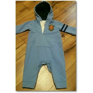 Ralph Lauren Infant Rugby Hooded Romper 6M Blue
